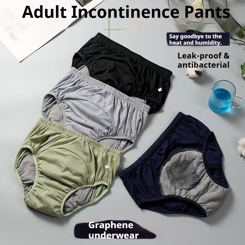 Boxer Brief Pack Cotton - Graphen-Antibakterielle Erwachsenenwindelhosen, Auslaufsicher, Bequem, Übergröße, Saugfähige
